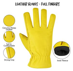 Gants de travail unisexes Husky Leather LDG-023, durables, doublure intérieure en peau de mouton, compatibles avec les écrans tactiles, thermiques, quatre saisons - Product Image 4
