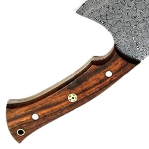 Cuchillos profesionales para cortar carne con hoja rectangular ancha, mango de madera resistente remachado y funda de cuero. - Product Image 4