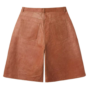 Shorts cargo de travail pour homme en cuir suédé, taille haute, double genouillère pour protection, effet délavé personnalisé - Product Image 3