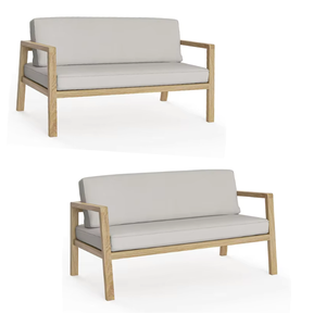 Sofá seccional minimalista de lujo para patio, muebles de exterior e interior de dos asientos, silla de madera, sofá de teca maciza - Product Image 6