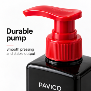 Bouteille carrée en PET de 250 ml avec pompe rouge pour lotion, emballage pour lavage des mains, marque PAVICO, impression sérigraphique, couleur personnalisée, capacité sur mesure - Product Image 2