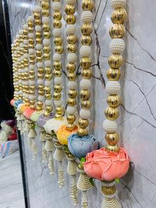 Luxury Handmade Pearl & Gold Floral <b>Wall</b> Hanging Premium Beaded Door Toran Decorative Rose Tassel Hanging - Product Image 2