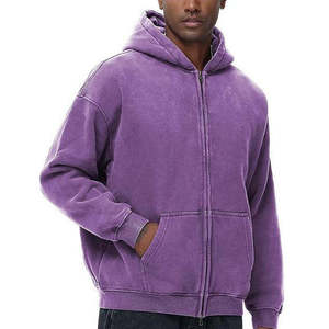 Sudadera con Capucha y Cremallera para Hombre, Color Morado, Corte Regular, Estilo Casual, Tejido de Algodón para Otoño - Product Image 4