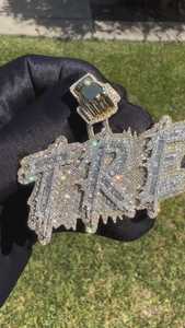 Colgante de Lujo de Plata de Ley 925 con Moissanita VVS, Chapado en Oro de 18K, Certificado GCI e IDGL, Estilo Hip Hop, Doble Capa, Dos Tonos - Product Image 4