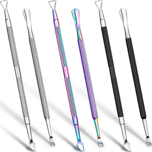 Cuchara Empujadora de Cutículas de Doble Cabeza de Acero Inoxidable, Limpiador de Uñas, Removedor de Esmalte, Pedicura Reutilizable, Duradero, Alta Eficiencia en la Limpieza de Uñas - Product Image 1
