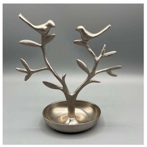 Sculpted Birds in <b>Tree</b> Jewelry Ring Holder Metal Decorative Trinket Dish Aluminium Vanity Tray for Rings Earrings & <b>Necklaces</b> - Product Image 1