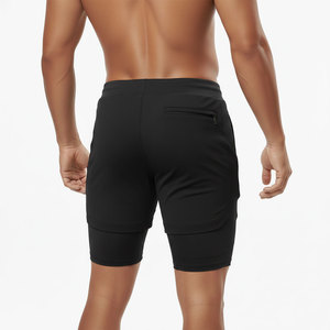 Shorts de sport pour homme 2 en 1 personnalisés avec doublure de compression intégrée, fabricant de vêtements de sport OEM, shorts de course et d'entraînement multi-usages - Product Image 3