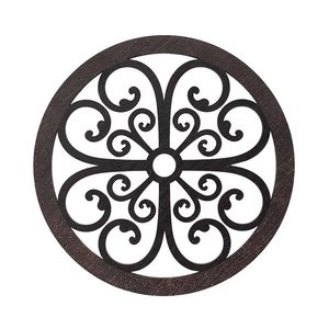 Sous-plat en aluminium métallique exclusif, finition antique, motif floral, écologique, résistant à la chaleur, sous-plat décoratif pour plats chauds - Product Image 1
