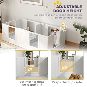 Caja de Parto Ajustable de Diseño Doble para Perros Pequeños con Paneles Transparentes y Colchoneta para Parto, Muebles para Mascotas - Product Image 4