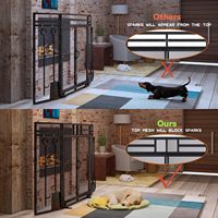 Paravent de cheminée en fer forgé 32"x48" avec portes et ensemble d'outils, grille de protection anti-étincelles pliable à 3 panneaux en métal pour foyer