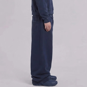 OEM/ODM Custom Made 100% Cotton Fleece Breathable Solid Color Jogger Custom Embroidery Logo Wide Leg baggy Sweatpants - Product Image 2