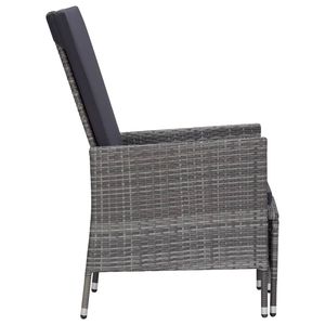 Sillón de Jardín de Ratán PE Gris con Reposabrazos Ajustables Medianos - Product Image 4