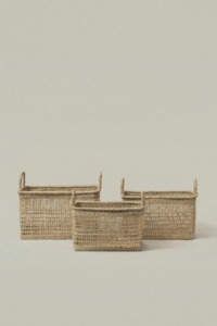 Set Of 3 <b>Rectangular</b> Seagrass <b>Basket</b> with Handles Handmade Storage <b>Basket</b> Wholesale eco-friendly Made in Viet Nam - Product Image 1