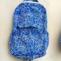 Sac à dos matelassé en coton léger et pliable Boh Creation, fermeture éclair, motif imprimé artisanal, pour adolescents et femmes