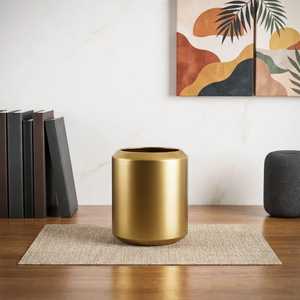 Vase de table moderne en métal doré, cylindrique, décoratif, pour la décoration de la maison - Product Image 1