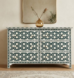 Handmade Bone Inlay Solid Wood <b>Dining</b> Sideboard Chest of Drawers Carved <b>Storage</b> <b>Cabinet</b> Modern Luxury Living <b>Room</b> Buffet - Product Image 1