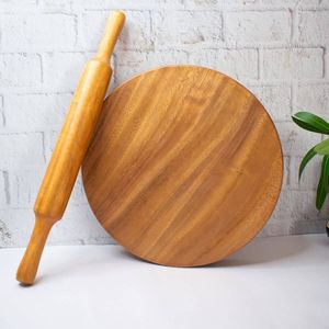 Elegante rodillo de madera y juego de chakla belan para la preparación de masa en la cocina, accesorios para hornear. - Product Image 4