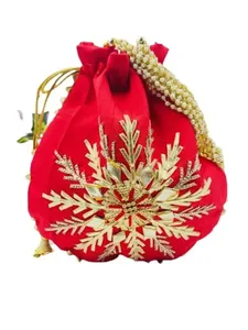 Nouvel Arrivage Pochette Femme Faite Main avec Broderie Intégrale, Fermeture Ouverte, Forme Selle, Cadeaux de Mariage Indiens - Product Image 1