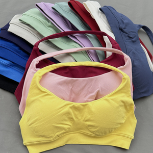 Women's Solid Color Scoop Neck Sports <b>Bra</b> Seamless Yoga Support Top Multicolor Stretch Fit - Product Image 2