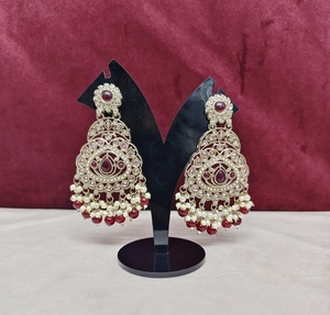 Pendientes de Araña de Aleación Chapados en Oro con Piedras y Perlas, de Alta Calidad, Estilo Étnico Tradicional, Certificados por Terceros, Regalo para Mujer - Product Image 5