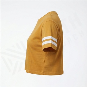 T-shirt d'été grande taille pour femme en coton uni, col rond, manches courtes, couleur personnalisable, vêtement d'été décontracté - Product Image 3