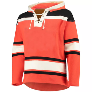 Men's Red Ice Hockey Jersey Hooded Full Sleeve Striped Polyester Regular Fit All Seasons Apparel <b>Athletic</b> Streetwear Jersey Men - Product Image 1