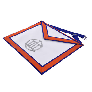 Épingle de sécurité personnalisée brodée pour tablier maçonnique, garniture blanche, orange et bleue, style classique, accessoire de cérémonie pour la franc-maçonnerie - Product Image 2