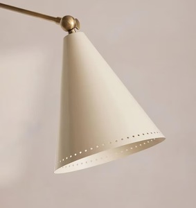 Applique murale moderne en laiton réglable CH avec abat-jour conique crème, design géométrique mi-siècle pour bureau, usage intérieur - Product Image 3