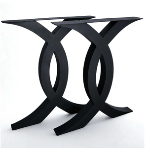 Flowy Double <b>C</b>-Shaped Dining <b>Table</b> Legs Metal Black <b>Table</b> Legs - Product Image 1