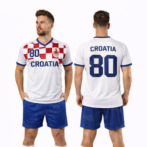 Conjunto de Camiseta y Pantalones Cortos de Fútbol Estilo Croacia 2026 al por Mayor, Uniforme de Entrenamiento de Fútbol Personalizado Rojo Blanco Azul - Product Image 2