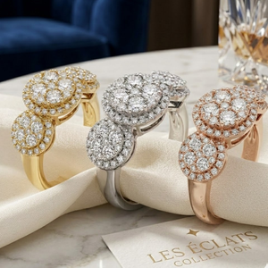 Sparkling 18K Triple Cluster Diamond Ring Natural Stone for Valentine's Day Surprise 100% Solid Gold For Luxury Birthday <b>Gift</b> - Product Image 4