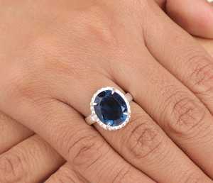 London Blue Topaz <b>Ring</b> Sterling Silver <b>Ring</b> Women Jewelry Handmade <b>Ring</b> Gift For Her Elegant Jewelry Fashion Accessories - Product Image 5