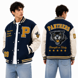 Blouson universitaire vierge en laine unie, prêt pour logos, écussons, noms et numéros personnalisés – Vêtement de sport, streetwear, mode, durable - Product Image 2