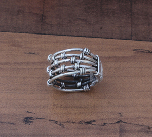 แหวนเงินแท้ 925 งานแฮนด์เมด ดีไซน์ลวดพันแบบศิลปะ แหวนลวดถักลายเฉพาะตัว สำหรับผู้หญิง งานแต่งงาน สไตล์คลาสสิก ขายส่ง - Product Image 2