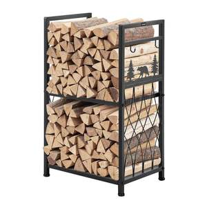 Heavy Duty 1.3 ft 2-Tier <b>Indoor</b> <b>Firewood</b> Rack 400 Lbs Weight Capacity Fire Pit Wood Pile <b>Storage</b> Stacker Includes Fireplace - Product Image 1