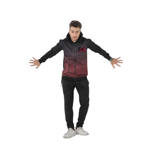 Ensemble de survêtement à capuche zippé dégradé avec logo personnalisé, pantalon de jogging imprimé, en molleton tricoté, vêtements de sport pour l'hiver - Product Image 5