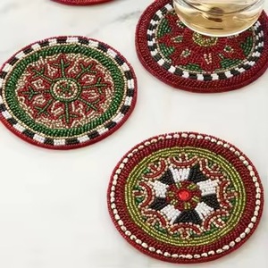 CRYSTAL CRAFT Rabit Design <b>Coaster</b> Glass Bead <b>Coaster</b> for Table Indian Handmade <b>Beaded</b> <b>Coaster</b> Table Decorative - Product Image 5
