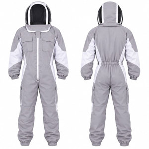 Tenue d'apiculteur ventilée à 3 couches en coton, avec voile en maille non inflammable et protection ronde pour les mains - Product Image 1