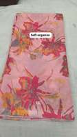 Tissu en organza doux imprimé numériquement, motif feuilles multicolores, pour saris, kurtis et robes, tissu en gros pour confection de kurtis