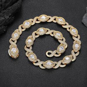 Mens 925 Silver Moissanite Marquise Cuban Link Chain Luxury Iced Out <b>Statement</b> <b>Necklace</b> Round Stone Designer Jewelry - Product Image 3