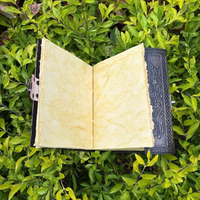Carnet de notes en cuir « Livre des Ombres », Grimoire en pierre de lapis-lazuli à triple lune en relief 3D, Livre de sorts vintage pour la sorcellerie Wiccan
