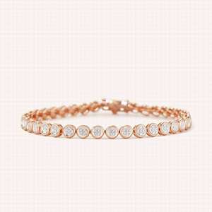 Women's 18K <b>Solid</b> <b>Gold</b> Tennis Bracelet Round Brilliant Cut Diamond Channel Setting Classic Everyday Wear Jewelry - Product Image 3
