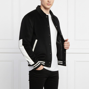 แจ็คเก็ตวาร์ซิตี้คลาสสิกสำหรับผู้ชาย แจ็คเก็ตเบสบอลแบบ Letterman สั่งทำได้ ผสมผสานวัสดุขนสัตว์และหนังที่แขนเสื้อ ผู้ผลิตแบบ OEM ODM - Product Image 5