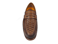 Mocassins en daim marron tabac à enfiler, semelle extérieure en caoutchouc amortie, couleur unie, confort toutes saisons, doublure en PU décorée de métal