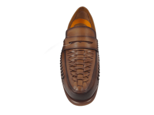 Mocasines de Cuero Genuino Color Marrón Tabaco, Punta Redonda, Sin Cordones, Suela de Goma Acolchada, Color Sólido, Para Todas las Temporadas - Product Image 2