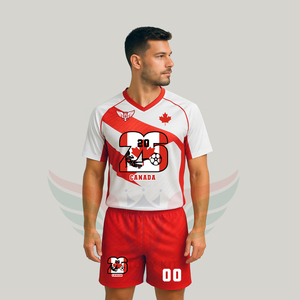 Conjunto de Uniforme de Fútbol Personalizado Canadá 2026 para Hombre y Mujer, Rojo y Blanco, Transpirable, de Secado Rápido, Ropa Deportiva OEM ODM - Product Image 4