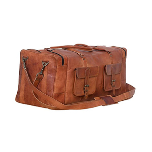 Sac de voyage unisexe en cuir véritable marron de qualité supérieure, style moderne, grande taille cabine, avec fermeture éclair, pour chaussures - Product Image 1