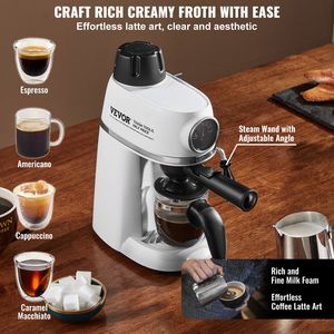 Macchina da caffè professionale da 4 tazze per macchina da caffè rimovibile serbatoio dell'acqua calibro Temp NTC sistema di controllo 3.5 Bar macchina per caffè Espresso latte a vapore - Product Image 4