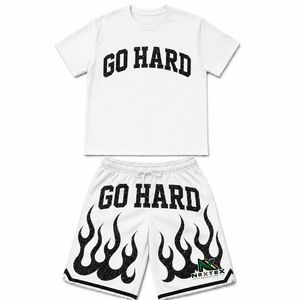 Custom Men Go Hard Print T <b>Shirt</b> <b>Flame</b> Shorts Set 2 Piece Summer Gym Streetwear Outfit Athletic Active Wear Matching Clothes - Product Image 1