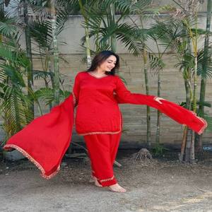 ชุดเดรสชีฟองสีเขียว VASTRA COTTAGE พร้อมผ้าคลุมไหล่ลายดิจิตอล Leheriya แบบปักลายฉลุ  บุซับในอย่างดี เหมาะสำหรับงานเฉลิมฉลอง - Product Image 5